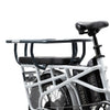 Orbitor and cushions attached to the back of dual-battery Lectric XPedition cargo bike